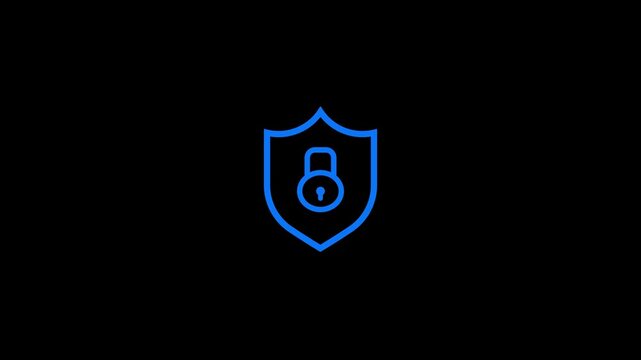 Security icon representing digital protection shield with a locked padlock symbol