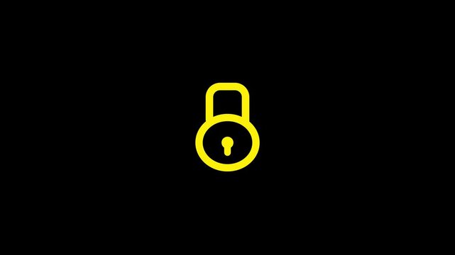 Yellow padlock icon symbolizing digital security safety and privacy on black background
