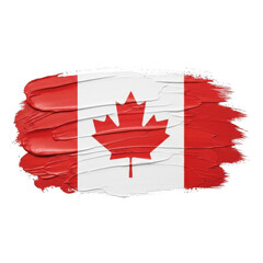 Brush stroke of the canadian flag isolated on transparent background