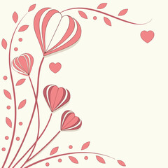 Romantic Pink Hearts and Floral Corner Decoration