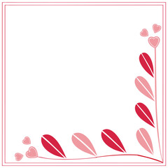 Romantic Pink Hearts and Leaves Corner Frame
