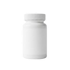 White pill bottle with cap isolated on transparent background