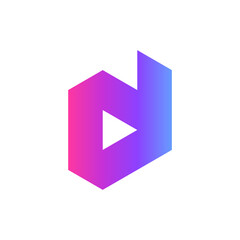 Letter D play media modern logo design