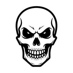 Obraz premium Menacing Skull Illustration with Black Outline.