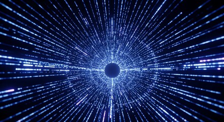 Obraz premium Glowing blue light tunnel, abstract speed and data transfer effect.
