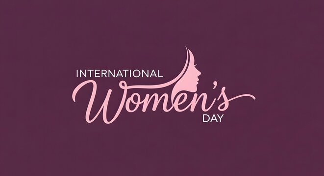 International women's day logo with pink silhouette