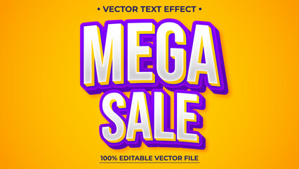 Mega Sale vector text effect with modern style design, usable for logo or company campaign