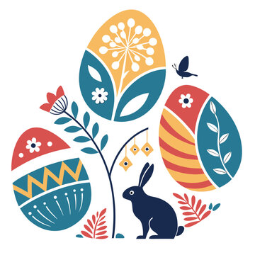 Modern Artistic Layout of Contemporary Abstract Easter Shapes for Creative Spring Branding and Posters