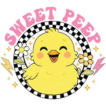 Sweet peep Shirt Design, Retro Easter T-shirt, Bunny Christian Easter Design, Religious T-Shirt Clipart