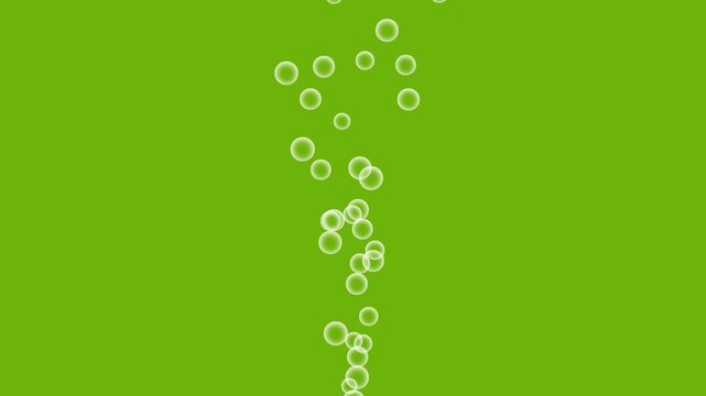 White soap foam bubbles animation on green screen background. Water bubbles floating. Air bubbles floating in the green sky. Underwater sparkle- Colorful bubbles underwater that rise up.
