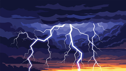 Pixelated artwork depicts a stormy sky with bright, striking lightning © PANGERANDESIGN