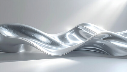 シルバーの波が連なる抽象背景