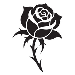 Fototapeta premium Romantic rose silhouette with soft curves, black and white