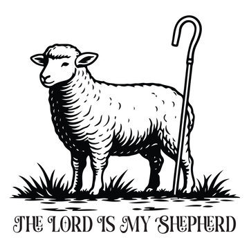 The Lord Is My Shepherd Shirt Design, Christian Bible Verse T-Shirt, Trendy Faith Quote Typography, Religious Shirt ClipArt