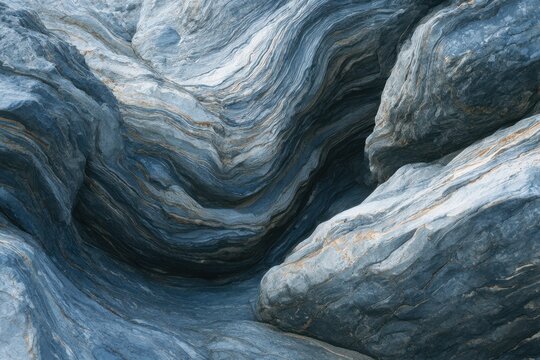 Blue Layered Rock Strata
