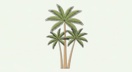 Obraz premium Tropical Palm Trees Illustration on White Background