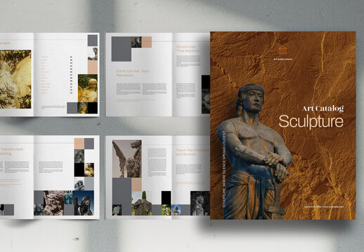 Gold And Brown Art Gallery Sculpture Catalog Brochure Layout