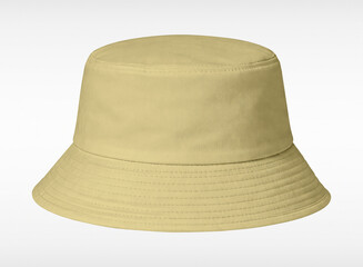 Soft Yellow Bucket Hat Isolated on White Background for Fashion Mockup and Design © Drip