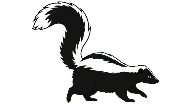 Cartoon Skunk Walking Isolated on White