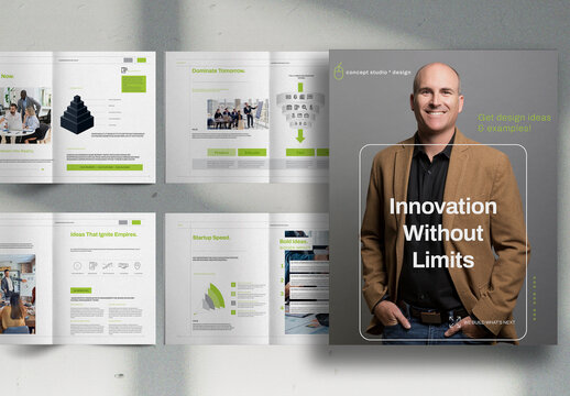 Lime Green Startup Studio Promo Marketing Brochure Layout