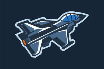 Fototapeta premium American cold war jet fighter plane vector illustration. simple aircraft logo, military equipment.