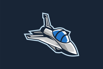 Fototapeta premium American cold war jet fighter plane vector illustration. simple aircraft logo, military equipment.