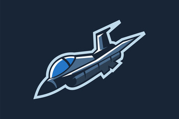 Fototapeta premium American cold war jet fighter plane vector illustration. simple aircraft logo, military equipment.