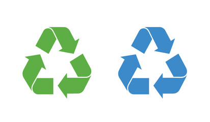 Obraz premium Green and blue recycling symbols on for eco friendly concepts and sustainable practices