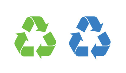 Obraz premium Green and blue recycling symbols on for eco friendly concepts and sustainable practices