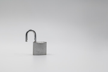 Open Silver Padlock Isolated on White Background