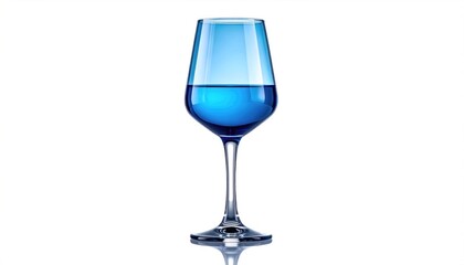 Obraz premium Elegant Blue Wine Glass with Liquid on White Background.