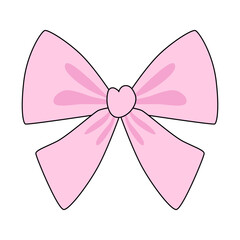 Pink ribbon bow with heart vector