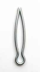 A Close-Up Studio Shot of a Silver Metal Hair Clip Against a White Background