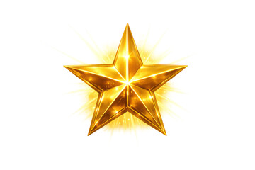 Obraz premium Gold star award glowing with light rays, symbolizing winning, victory, rating, performance, and best quality on a transparent background