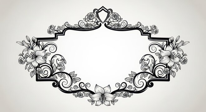 Elegant floral frame with lilies for design