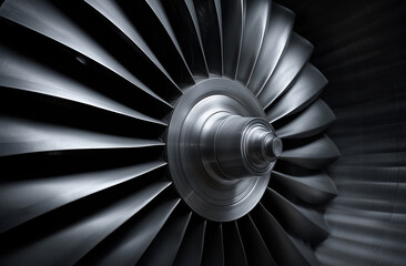 Fototapeta premium Close up of Black Jet Engine Turbine Blades