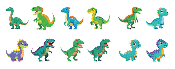 dinosaur set of cartoon dinosaurs illustration