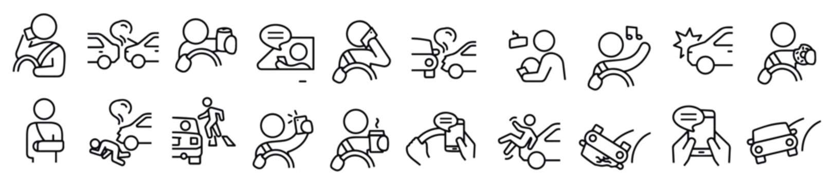 distracted driving icons vector design