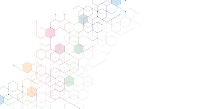 Vector hexagons pattern. Geometric abstract background with simple hexagonal elements. Medical, technology or science design