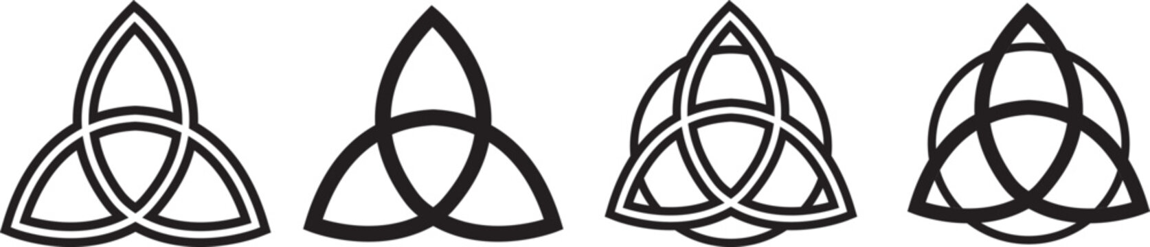 Ancient celtic trinity knot symbol icon set. Celtic knot symbol in on transparent. Endless knot symbols. Celtic trinity knots collection