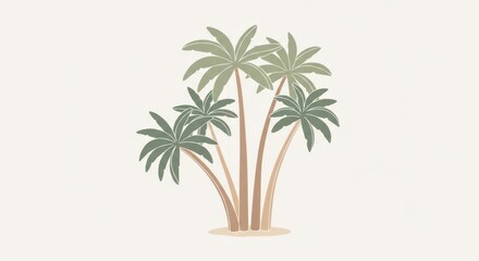 Obraz premium Boho Palm Trees illustration, Tropical Vibes, Minimalist Design, Vector Art