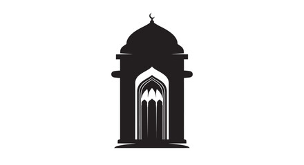 Islamic architectural doorway silhouette with dome and arch © BASHIRHSAN