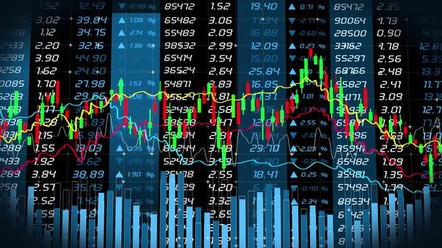 Stock market candlestick chart and price change background