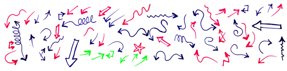 Hand-Drawn Arrow Set, Black and White Vector Illustration, Doodle Style Arrows for Design Elements...