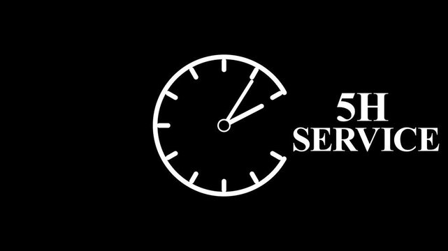 5H Service Clock Icon &ndash; Minimal Customer Support Logo on Black Background.