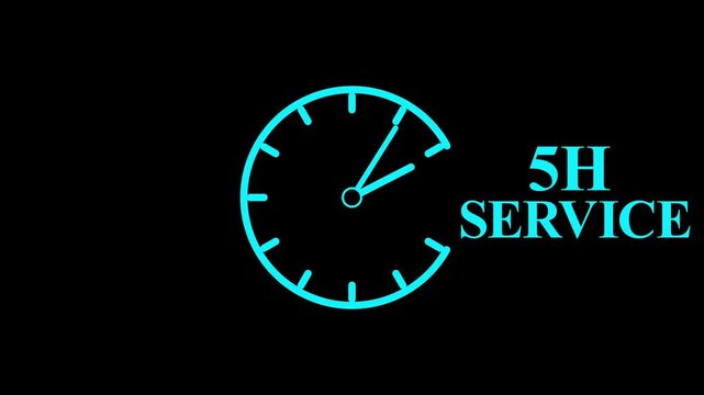 5H Service Clock Icon &ndash; Minimal Customer Support Logo on Black Background.