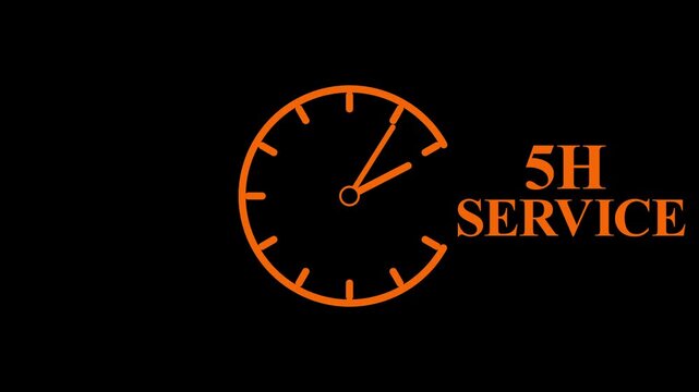 5H Service Clock Icon &ndash; Minimal Customer Support Logo on Black Background.