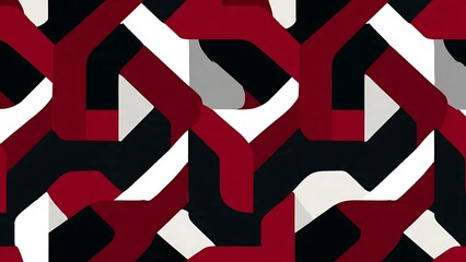Modern geometric pattern with bold red, white, and black shapes