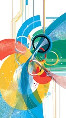 Vibrant abstract composition with dynamic shapes and colors