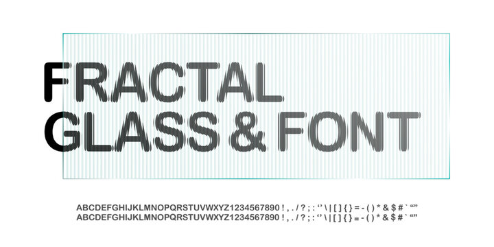 3D glass effect font, ribbed alphabet texture and fractal gradient. Polycarbonate typography, glitch wave illusion and striped optical refraction of wet-look panel. Luxury tech refracted template